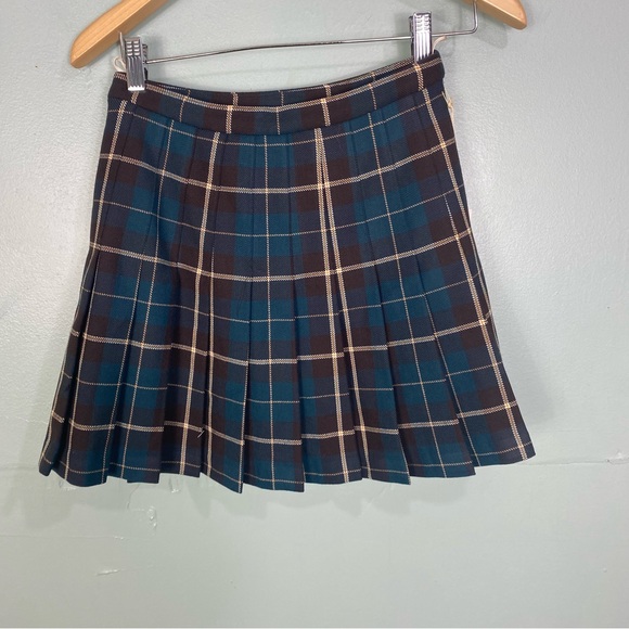 Aritzia Wilfred Juliet Skirt Pleated Brown Green Sz 2 Academia - Picture 3 of 5